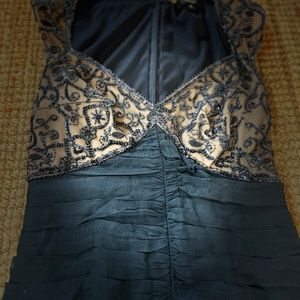 Tadashi Collection Navy Ruched Sequins Cocktail Dress